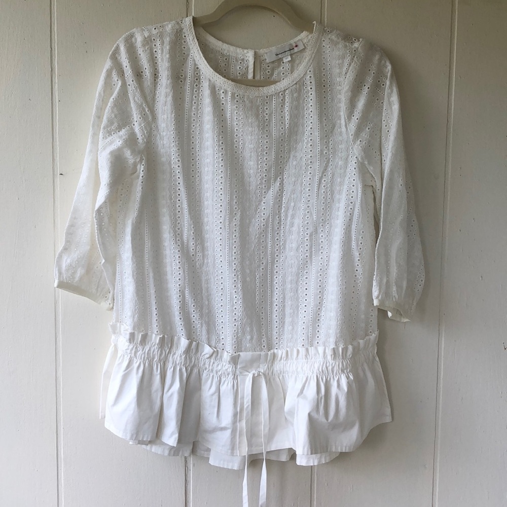 Anthropologie Peplum Eyelet Peplum Blouse